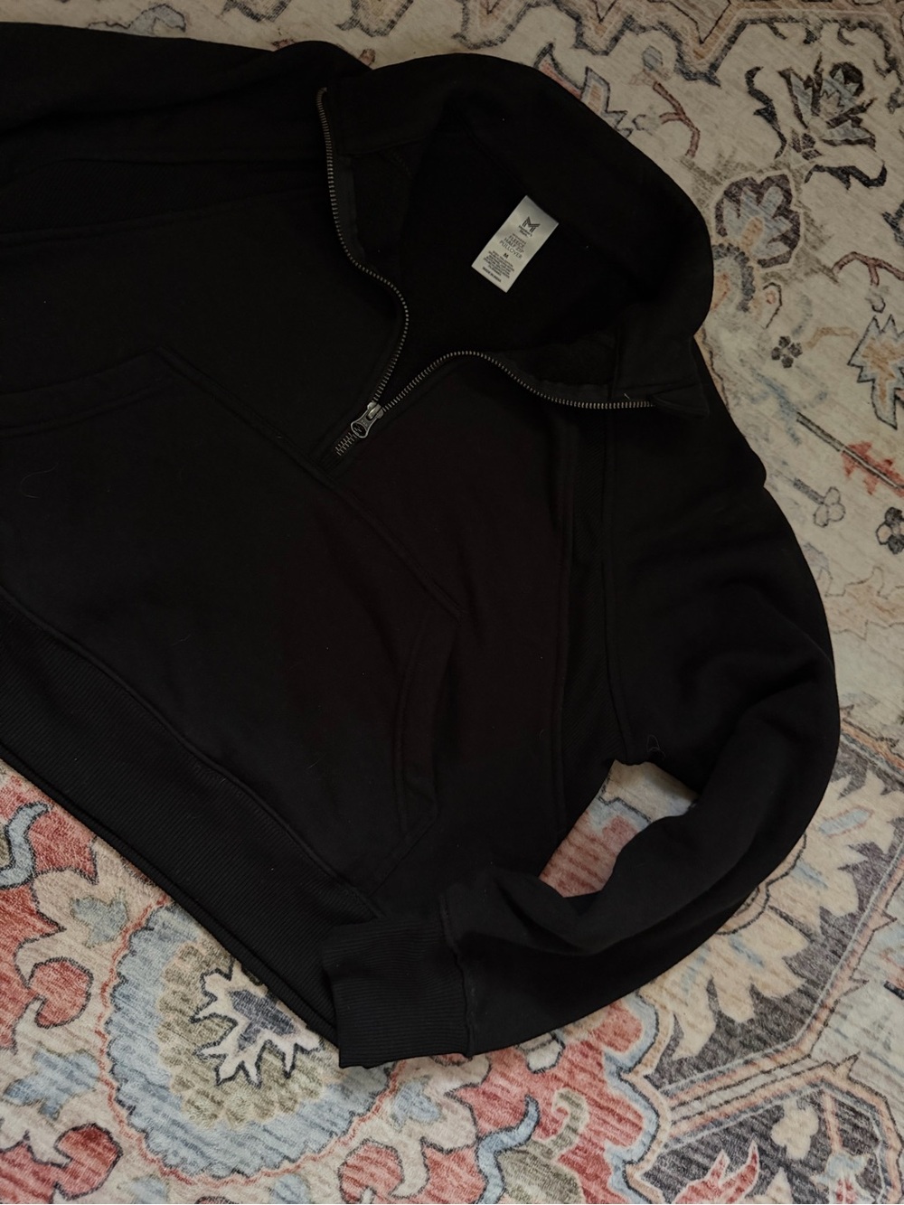 Madewell Black Half-Zip Crew Sweatshirt